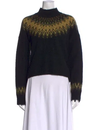 Pre-owned Allsaints Patterned Mock Neck Sweater In Black