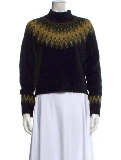 Pre-owned Allsaints Patterned Mock Neck Sweater In Black