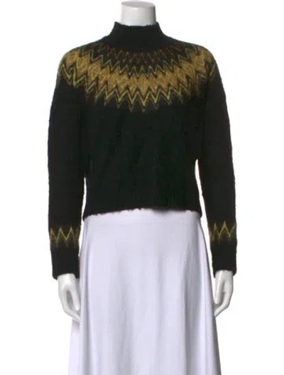Pre-owned Allsaints Patterned Mock Neck Sweater In Black