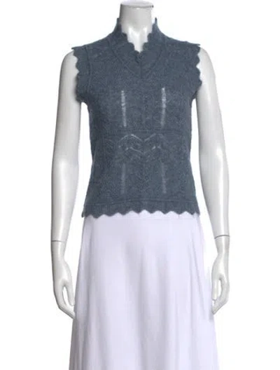 Pre-owned Allsaints Patterned Mock Neck Sweater W/ Tags In Blue