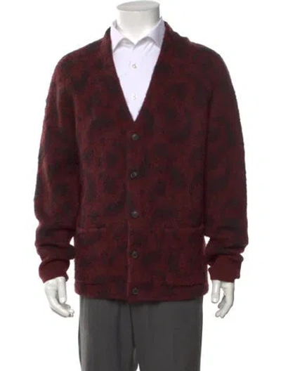 Pre-owned Allsaints Patterned Open Front Cardigan In Red