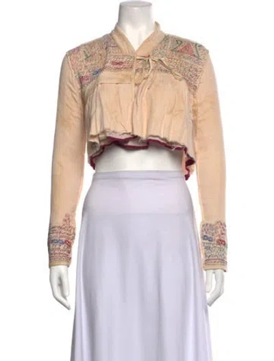 Pre-owned Allsaints Patterned Tie Neck Sweater In Neutrals