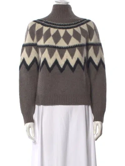 Pre-owned Allsaints Patterned Turtleneck Sweater In Gray
