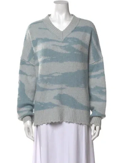 Pre-owned Allsaints Patterned V-neck Sweater In Blue