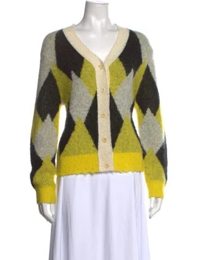 Pre-owned Allsaints Patterned V-neck Sweater In Yellow