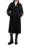 Allsaints Paulah Mixed Media Coat In Black
