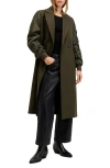 Allsaints Paulah Mixed Media Wool Blend Coat In Khaki Green