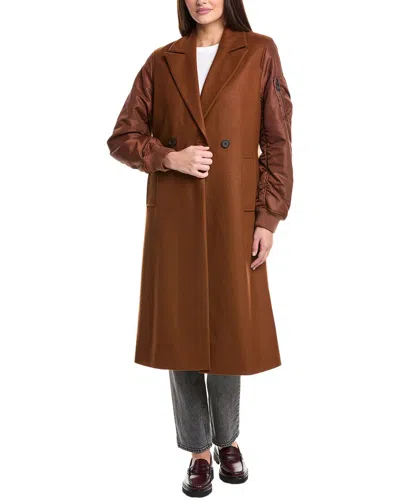 Allsaints Paulah Wool & Cashmere-blend Coat In Brown