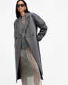 Allsaints Paulah Wool Blend Double Breasted Coat In Eiffel Grey