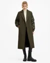 Allsaints Paulah Wool Blend Double Breasted Coat In Khaki Green