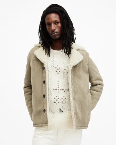 Allsaints Paulson Relaxed Fit Shearling Coat In Taylor Taupe ModeSens