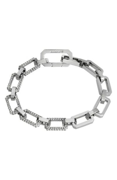 Allsaints Pave Geometric Link Bracelet In Rhodium Plated