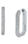 Allsaints Pavé Crystal Geometric Link Hoop Earrings In Metallic