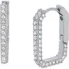 Allsaints Pavé Crystal Geometric Link Hoop Earrings In Metallic