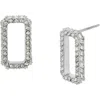 Allsaints Pave Geometric Link Stud Earrings In Rhodium Plated In Rhodium