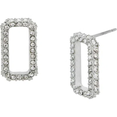Allsaints Pave Geometric Link Stud Earrings In Rhodium Plated