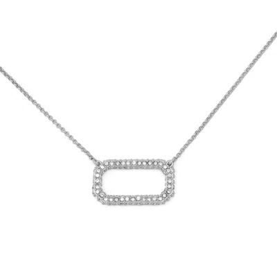 Allsaints Pavé Crystal Hexagon Link Pendant Necklace In Metallic