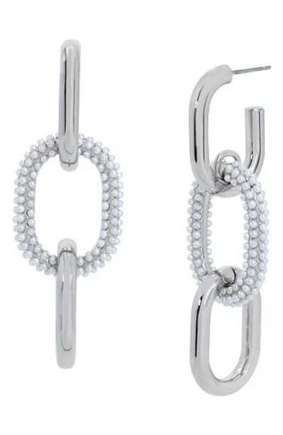Allsaints Pavé Faux Pearl Oval Link Drop Earrings
