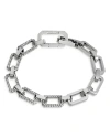 Allsaints Pave Geometric Link Bracelet In Rhodium Plated In Silver