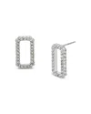 Allsaints Pave Geometric Link Stud Earrings In Rhodium Plated In Silver