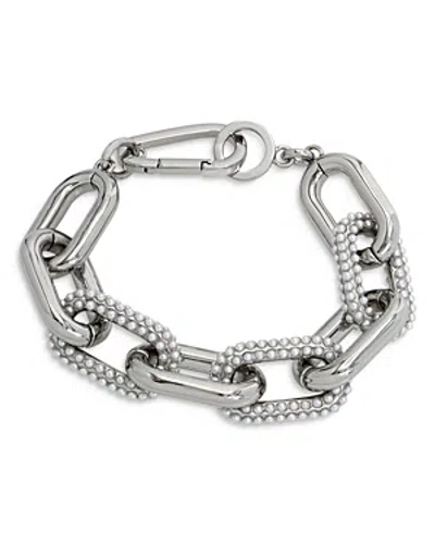 Allsaints Pave Imitation Pearl Link Bracelet In Metallic