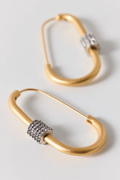 Allsaints Pavé Oblong Hoop Earrings In Gold, Women's At Urban Outfitters In Multi