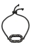 Allsaints Pavé Oval Curb Chain Slider Bracelet In Black