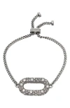 Allsaints Pavé Oval Curb Chain Slider Bracelet In Gray