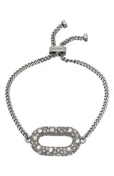 Allsaints Pavé Oval Curb Chain Slider Bracelet In Gray