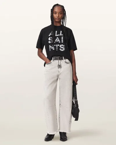 Allsaints Payton High Waisted Barrel Leg Denim Jeans In Black