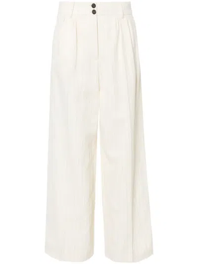 Allsaints Payton Striped Twill Trousers In White