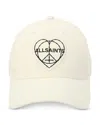 Allsaints Peace Heart Baseball Cap In Chalk White