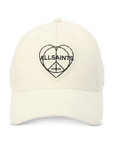Allsaints Peace Heart Baseball Cap In Neutral