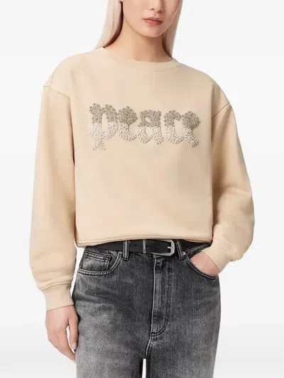 Allsaints Peace Pippa Embellished Sweatshirt In Nude