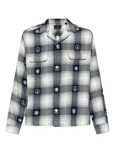 Allsaints Peace-symbol Check Shirt In Blue
