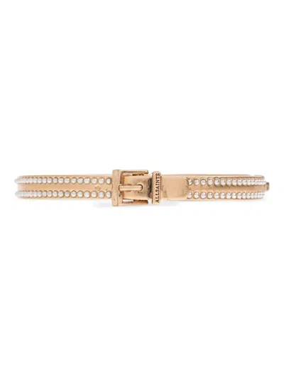 Allsaints Pearl-embellished Bracelet In Gold