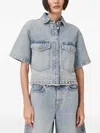 Allsaints Tove Embellished Short Sleeve Oversize Denim Button-up Shirt In Blue