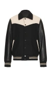 Allsaints Endleton Contrast Bomber Jacket In Black & Ecru White