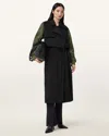 Allsaints Penni 2-in-1 Trench Bomber Jacket In Khaki Green/black