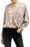 Allsaints Penny Cascade Long Sleeve High-low Top In Spring Green