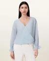 Allsaints Penny Seersucker Top In Plein Air Blue