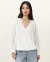 Allsaints Penny Wrap Over Shirt In Chalk White