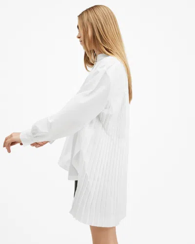 Allsaints Percy Pleated Relaxed Fit Shirt In White