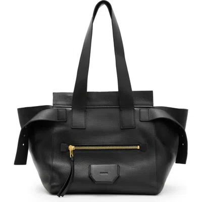 Allsaints Womens Black Perez Logo-embossed Leather Shoulder Bag