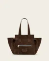 Allsaints Suede Perez Shoulder Bag In Brown