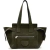Allsaints Perez Suede Shoulder Bag In Olive Green