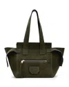 Allsaints Perez Suede Shoulder Bag In Olive Green