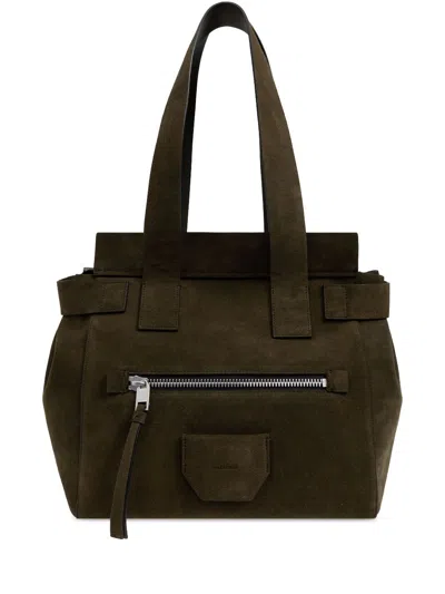 Allsaints Perez Suede Tote Bag In Green