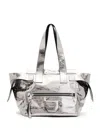 Allsaints Perez Metallic Leather Shoulder Tote In 银色
