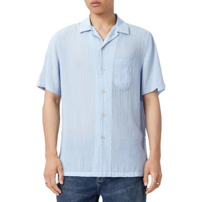 Allsaints Perry Button-up Camp Shirt In Blue